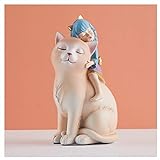 wanhaishop Desktop-Dekorationen Licht Luxus-Art Kreative Katze Nette Mädchen-Herz-Schmuck Geburtstag Wohnzimmer Tisch Geschenk Ornamente (Color : A)