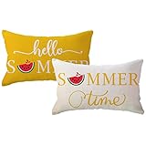 ULOVE LOVE YOURSELF Hello Summer Lendenkissenbezüge, 30,5 x 50,8 cm, 2er-Set, Wassermelone, süßer Sommer, dekorative Kissenbezüge, Bauernhaus, Sommerdekorationen, für Sofa, Couch (gelb)