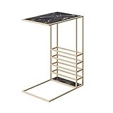 GRFIT Hoher Hocker, Marmor-Beistelltisch, Zeitungsständer, Aufbewahrungs-Akzenttisch, Nachttisch-Tischplatte für Wohnzimmer, Schlafzimmer, Heimbüro, 45 x 30 x 60 cm