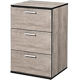 Yaheetech Nachttisch Nachtschrank Nachtkommode für Boxspringbett, 3 Schubladen, 60cm hoch, Grau