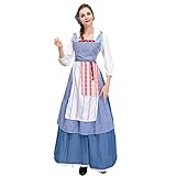 AJGRHE Sommerkleid mittelalterliche Spawn Statue Damen Halbarm Shirt Square Neck Cosplay Literary Retro 5 Teiliges Set Kleid Great Maxi Vintage für Cosplay Kleid Maxikleid Damen Sommer (Blau,M)