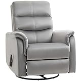HOMCOM Relaxsessel Liegesessel TV Sessel mit Wippenfunktion Einzelsofa 140° neigbar Fernsehsessel Polyester Grau 80 x 102 x 100 cm