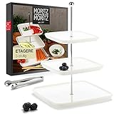 Moritz & Moritz Obst Etagere 3 Etagen - Inkl. Zange - Aus hochwertigem Porzellan – Moderne Küchen Deko oder Party Deko – Perfekt als Obstschale für Obst Aufbewahrung, Muffins und Cupcakes