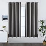 Aprtime Gardinen Blickdichte Gardinen Verdunkelungsgardinen mit Ösen Thermo Gardinen Dekorative Gardinen für Wohnwagen, Schlafzimmer, Wohnzimmer, 2er Set 132 x 160 cm Grau