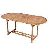 Ausla Outdoor Tisch, Teak 180x90x75 cm Wetterfester Esstisch für Terrasse