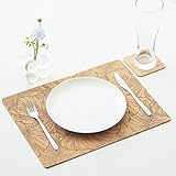 Tischsets abwaschbar aus Kork, Platzset und Untersetzer 6er Set, Hitzebeständige Platzdeckchen,rutschfeste Tischuntersetzer, Tischunterlage Esstisch, Untersetzer Teller für Outdoor Balkon Garten