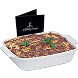 Chefarone Auflaufform Keramik groß - Lasagne Auflaufform hoch zum Backen, Anrichten und Einfrieren - Ofenform für 4-6 Personen - Tiramisu Aufläufe Rechteckig - 37,2 x 25 x 8 cm weiß