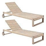 NATERIAL - 2er Set Sonnenliegen Solaris - 191 X 71 X 93 cm - Gartenliegen Holz - Akazie - Braunes Holz