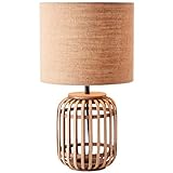 Lightbox dekorative Tischlampe - Tischleuchte im Nature-Style mit Schalter - Bambus/Textil Natur - 43cm Höhe