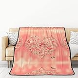 TORONG Doppelseitige rote Herz-Blumen-Überwurfdecke für Couch, Auto, Bett, warme und bequeme Decke, 152,4 x 203,2 cm