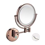 FUDGIO Kosmetikspiegel, Badezimmer-Schminkspiegel, Wandmontage, LED, 8 Zoll, 10-fache Vergrößerung (Color : Matte Black, Size : 10X)