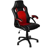 Panorama24 Gamer Stuhl Gaming Schreibtischstuhl Chefsessel Bürostuhl Ergonomisch, Rot, 9 Farbvarianten, gepolsterte Armlehnen, Wippmechanik, belastbar bis 150 kg, Lift TÜV geprüft