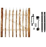 BOGATECO Zauntor Haselnuss | Breite: 100cm | Höhe 50 cm | Abstand zwischen den Zaunlatten 6-7 cm | Gartentor aus Holz für Staketenzaun | mit Scharniere inkl. Zubehör | Türöffnung nach rechts