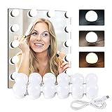 Alopee Led Spiegelleuchte, Dimmbar LED Spiegelleuchten Spiegel,Hollywood Stil Schminklicht Dimmbare einstellbare Schminktisch Beleuchtung,3 Farben MakeUp Licht für Kosmetikspiegel,Badzimmer Spiegel