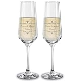 Sektglas mit Gravur 2er-Set - mit Name & Datum selbst gestalten - Personalisiertes Geschenk, Geburtstag, Weihnachten, Valentinstag, Jahrestag, Hochzeit I Lasergravur, 200 ml - Herz Abstrakt