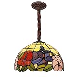 Tiffany Glas Pendelleuchte 30Cm LED Kreative Blume Muster Kronleuchter Dekor Für Haus Esszimmer Schlafzimmer Hotel Licht