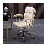 RIXCH Büro-Schreibtischstuhl, große obere Schicht, Leder, ergonomisch, verstellbar, schwerer Computer-Arbeitsstuhl, bequeme Rückenlehnen-Armlehnen, Schreibtischstühle (Farbe: Wei, Größe: 94 - 101 cm)