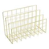 Desktop-Buchstaben-Tablett-Organizer 3-Grid-Papierfach-Buchstaben-File Organizer Metall Bücherregal Goldene Briefablagen & Stapelstützen