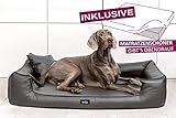 tierlando® Orthopädisches Hundebett Goofy VISCO | ~ inkl. Matratzenschoner ~ | Anti-Haar Kunstleder Hundesofa Hundekorb Gr. L 110cm Graphit Ortho