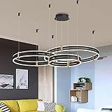 JMWYH Moderne LED-Pendelleuchte, 3 Ringe, Aluminium-Hängelampe, höhenverstellbare Acryl-Deckenleuchten für Esszimmer, Schlafzimmer, Wohnzimmer, Küche, L