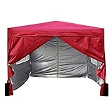 MCC® 3mx3m Pavillon, Gartenpavillon, Falt-Pavillon, Festzelt, Partyzelt, Komplettset in 6 Farben erhältlich, Rot
