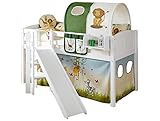Hochbett Kinderbett mit Rutsche Podestbett Ekki Kiefer massiv Weiss