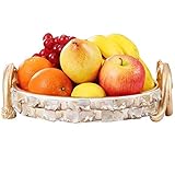 Obstschale – Vintage-Look, Brotschale, Teller, Brötchen, Obstschale, Sieb aus gestanztem Metall, weiß, Rand, ländliche, primitive Küchendekoration