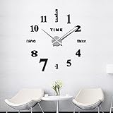 Warminn DIY Wanduhr, DIY 3D Wanduhren Modern Design Acryl Wanduhren Wandtattoos Dekoration Uhren für Büro Wohnzimmer Schlafzimmer Uhr Geschenk Home Dekoartikel Quarzuhr (Schwarz)