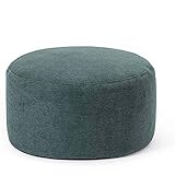 TONPOP Ottoman-Hocker-Sitz, rund, Leinen, modern, 45 cm hoch, Fußhocker, multifunktionale Fußstütze, Hocker-Sitz – für Zuhause, Wohnzimmer, Schlafzimmer