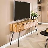 RINGO-Living Sideboard TV Lowboard Vaiana, Sideboard Industrial Style TV Board, Konsolentisch rustikal, Sideboard Holz massiv, TV Schrank, Fernsehschrank für Wohnzimmer & Schlafzimmer, TV Tisch Ablage