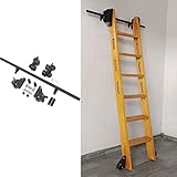 Schiebetürbeschlag 3,3 Ft-20 Ft Black Steel Rolling Library Leiter Hardware Home Office Library Barn Style Sliding Track Kit (No Ladder), Stand Up Tensible Rolling Hardware, Bodenrad Mit Bremse (Size