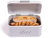 SYLANDO Brotkasten aus Metall, Brot Lange Aufbewahren, Retro Brot Box, Brotaufbewahrungsbox mit Deckel klein (31 * 19 * 15 cm), Weiß
