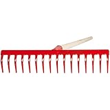 SHW-FIRE 16-Zinken Gartenrechen - Breiter Stahlrechen 42cm breit - 150cm mit Espenholzstiel