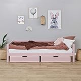 Hoppekids ECO Dream Kinderbett 90x200 mit Lattenrost und Schubladen | Blasses Rosa Massivholz | Holz Bett für Mädchen und Jungen