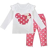 iEFiEL Baby Mädchen Kleidung Set Polka Dots Top Langarm Shirts + Pants Lang Bekleidungsset Kleinkind Outfits Rosa 92