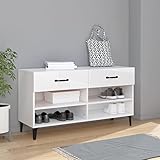 INLIFE Schuhschrank Hochglanz-Weiß 102x35x55 cm Holzwerkstoff,22.8kg,812831