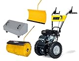 TEXAS Profi Kehrmaschine Benzin 80cm Combi 800TG Set 4in1 Schneekehrmaschine Schneeschieber Laubsammler Schneeräumer mit Radantrieb | 5,7PS | 4+1 Gänge | inkl. Kehrbesen, Schneeschild, Sammelbehälter