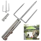 Tongboke SchirmstäNder,Rasendorn mit SonnenschirmstäNder,Abnehmbarer Verstellbarer Erdspieß Sonnenschirm,Sonnenschirmhalter für Den Garten, Rasen, Strand, Angeln Im Freien (Silber)