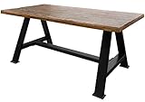 MASSIVMOEBEL24.DE | Industrial Esstisch aus Massivholz #84 | aus Altholz - Mehrfarbig, lackiert | + Beine aus Eisengestell | 160x90x76 cm | Massivholztisch Esszimmertisch