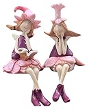 HANDIYA Skulptur Handwerkliche 2 STÜCKE Engel Statue Blume Fee Skulptur Handwerk Dekoration Gartengemalte Engelsmädchen Figur Harz Kunst Desktop Outdoor Decoration Geschenk