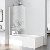 WOWINNE Duschwand für Badewanne, 110x140cm 2-teilig faltbar Duschwand Badewannenaufsatz Badewannenfaltwand Faltwand Duschabtrennung für Badewanne mit 6mm NANO Sicherheitsglas