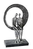 Casablanca Design Skulptur Love Place Paar im Kreis Höhe 30 cm Breite 17.5 cm antik Silber aus Poly Wohnzimmer Skulpturen Deko Modern (Love Place)