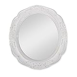 Kleiner Wandspiegel Oval Bad Spiegel Oval Romantik Badspiegel Weiß Nostalgie Dekoration Spiegel mit Holzrahmen Barockspiegel Weiß Dekospiegel Vintage außergewöhnliche Wandspiegel klein kleine Spiegel