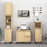 TOYOCC Möbelsets, Badezimmermöbel-Sets, 3-teiliges Badezimmer-Schrank-Set, Sonoma-Eiche, technisches Holz