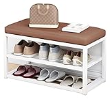 MEFFEE Schuhschrank,Schuhschrank,Schuhregal,Eingang,Vordertür,Eisenkunst,doppelschichtiger Schuhwechselhocker,Eingangsschuhregal mit weichem Kissen,Aufbewahrungshocker