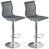 ARTSIM 2 Stück Barhocker, drehbar, verstellbar, Hochstühle, bequem, atmungsaktiv, elastischer Netzsitz, Barhocker für Büro, Rezeption, Grau
