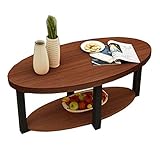 Folding table NAN Couchtisch, Beistelltisch, Industriestil mit Metallrahmen-Ablageboden, für Wohnzimmer-Weinlese-Zwei Fußböden-Massivholztisch (Farbe : E)