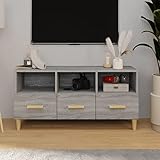 LAPOOH TV-Schrank, TV Lowboard, TV Board, Fernsehtisch, Fernsehschrank, Wohnzimmer, TV Tisch, Fernseher Tisch, Fernsehkommode, Grau Sonoma 102x36x50 cm Holzwerkstoff