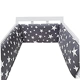 Muzrunq Babybett -stoßstangen Crib Rail Cover Cot Liner Stoßfänger Weiche Kissen Babybettschutz Stoßfänger,nestchen babybett umrandung,babybett umrandungen Für Krippenbettwäsche Grau Grau Grau