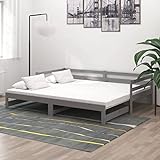 UYSELA Home Sets mit ausziehbarem Tagesbett grau Kiefer massiv 2x